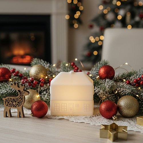 Sirius LED Maison Copenhague Maison de maître Villa 11,5 cm Cire véritable blanche