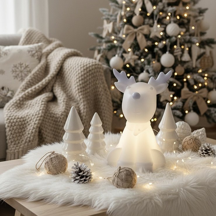 Sirius LED figura decorativa Naja reno 14 cm cera real blanco - Thumbnail 1