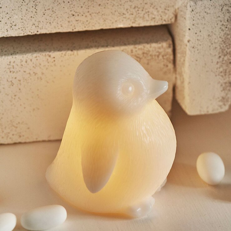 Sirius Figurine décorative LED Pingouin Lou 10 cm cire véritable blanche - Thumbnail 1