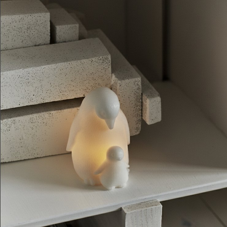 Sirius Figurine décorative LED Pingouin 11 cm cire véritable blanche - Thumbnail 2