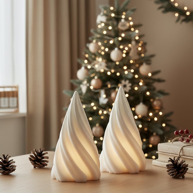 Sirius LED tree Olina Mini set of 2 real wax 8 cm white - Thumbnail 1