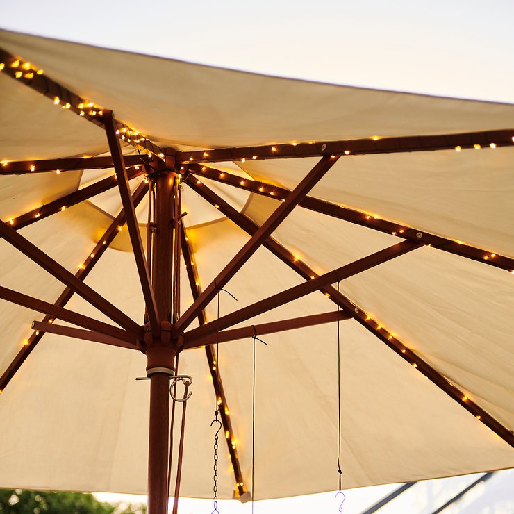 Chaîne lumineuse Sirius LED Parasol Solaire Knirke 96 LED blanc chaud 8 x 1,5 m vert - Thumbnail 1