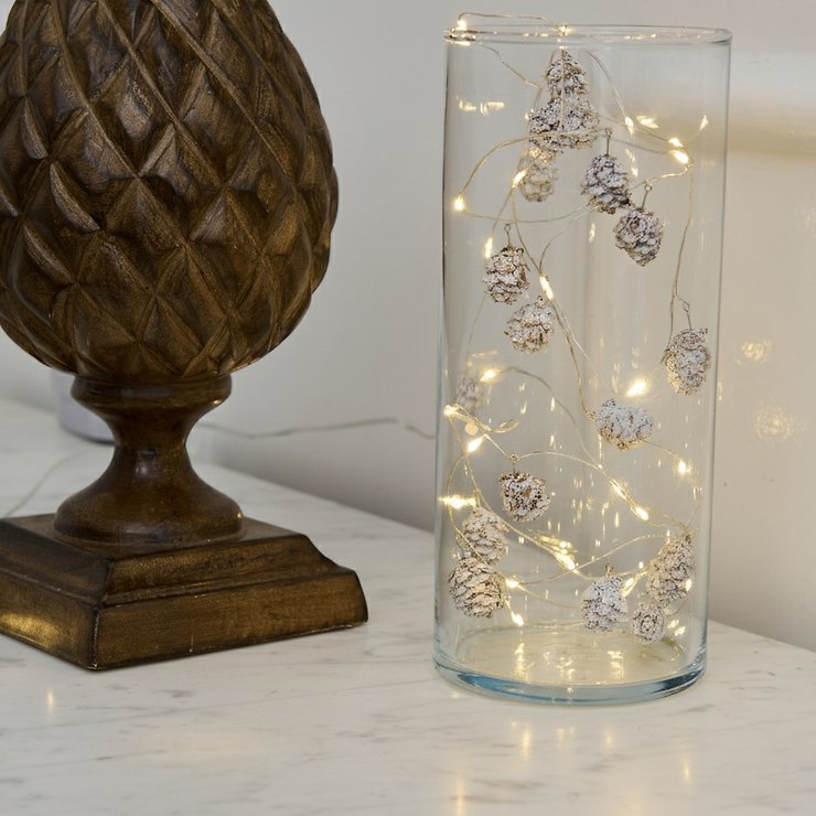 Sirius lampki choinkowe Molly Garland 20 LED 2m zasilane bateryjnie brązowe pokryte śniegiem do wnętrz - Thumbnail 1