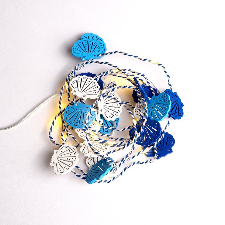 Sirius LED Lichterkette Selma Muschel 20 LED innen 2 m batteriebetrieben blau - Thumbnail 3