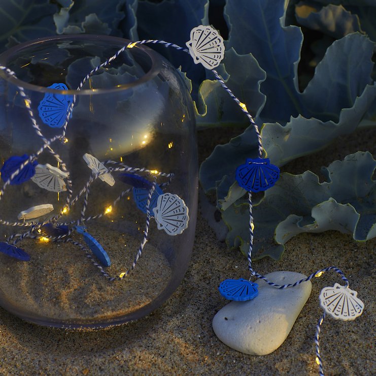 Sirius LED Lichterkette Selma Muschel 20 LED innen 2 m batteriebetrieben blau - Thumbnail 2