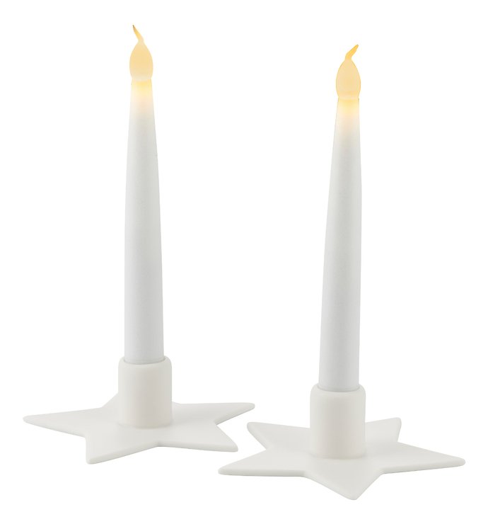 Sirius Kerzenständer Olina Star inkl. LED Kerze 2er Set Keramik weiß - Thumbnail 2