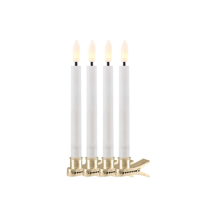 Sirius LED Bougies d'arbre Sille blanc chaud Set de 4 bougies 12,8 cm cire véritable blanche - Thumbnail 2