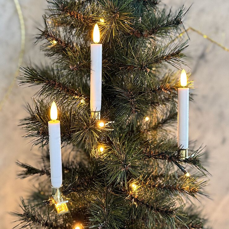 Sirius LED Bougies d'arbre Sille blanc chaud Set de 10 pièces 12,8 cm cire véritable blanche - Thumbnail 1