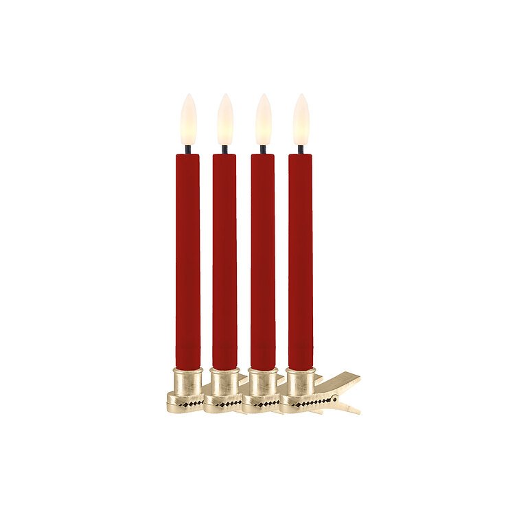 Sirius LED Bougies d'arbre Sille blanc chaud Set de 4 bougies 12,8 cm cire véritable rouge  - Thumbnail 2