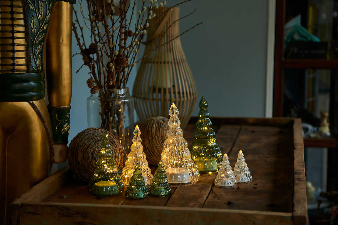 Sirius LED szklane drzewka Lucy zestaw 2 9cm zasilane bateryjnie przezroczyste - Thumbnail 2