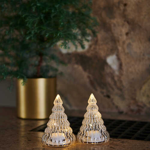 Sirius LED glass trees Lucy set of 2 battery operated 9cm clear