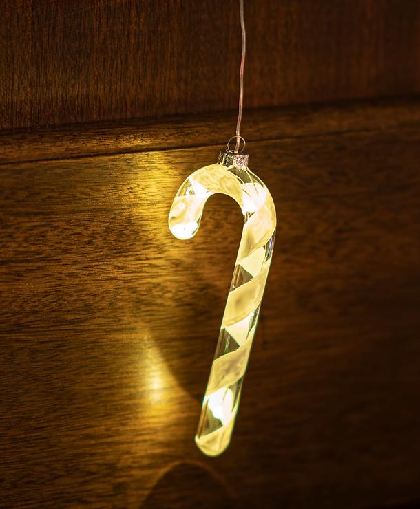 Sirius Baumschmuck Hannah Candy Cane Zuckerstange 5 LED 14cm batteriebetrieben weiß/frosted - Thumbnail 2