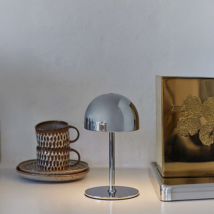 Sirius Lampe de table LED rechargeable Tim 22 cm Chrome - Thumbnail 1