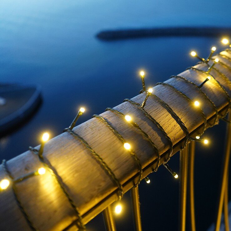 Sirius Guirlande lumineuse Easy-Line 200 LED blanc chaud 19,9 m à piles vert extérieur - Thumbnail 1