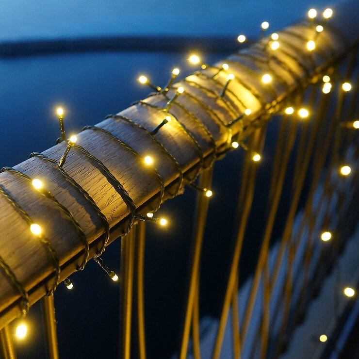 Sirius Guirlande lumineuse Easy-Line 300 LED blanc chaud 29,9 m à piles vert extérieur - Thumbnail 1