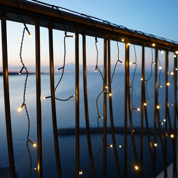 Kurtyna świetlna Sirius Easy-Line Icicle 200 LED ciepła biel 4,5 m zielona zewnętrzna - Thumbnail 1