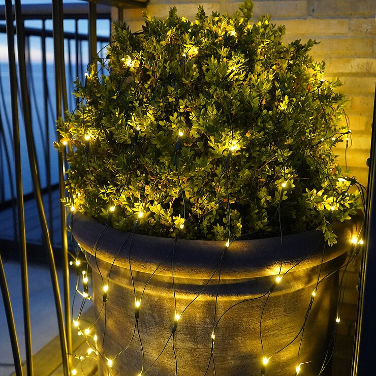 Red de luz Sirius Easy-Line 100 LED blanco cálido 1,5 m verde exterior - Thumbnail 1