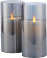 Sirius Ivy real wax candle LED set of 2 in glass grey 5x9cm - Thumbnail 2