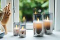 Sirius Ivy real wax candle LED set of 2 in glass grey 5x9cm - Thumbnail 3