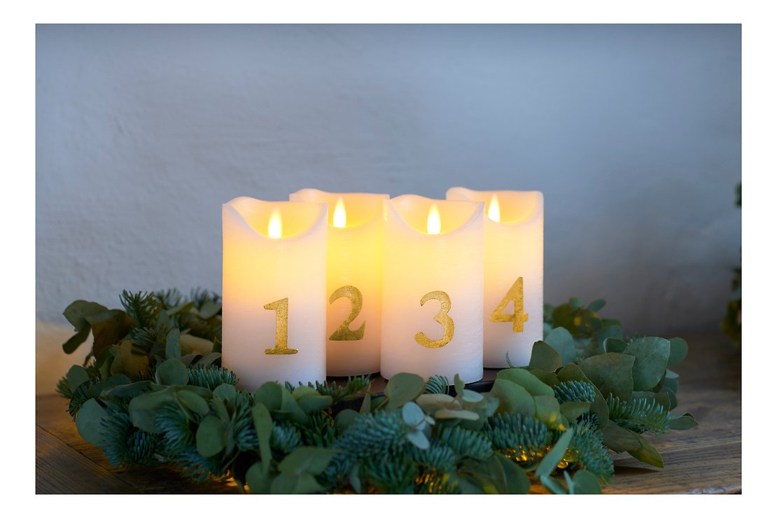 Sirius LED Candles Sara Advent Set of 4 white gold - Thumbnail 2