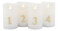 Sirius LED Candles Sara Advent Set of 4 Timer Remote Control white gold - Thumbnail 1