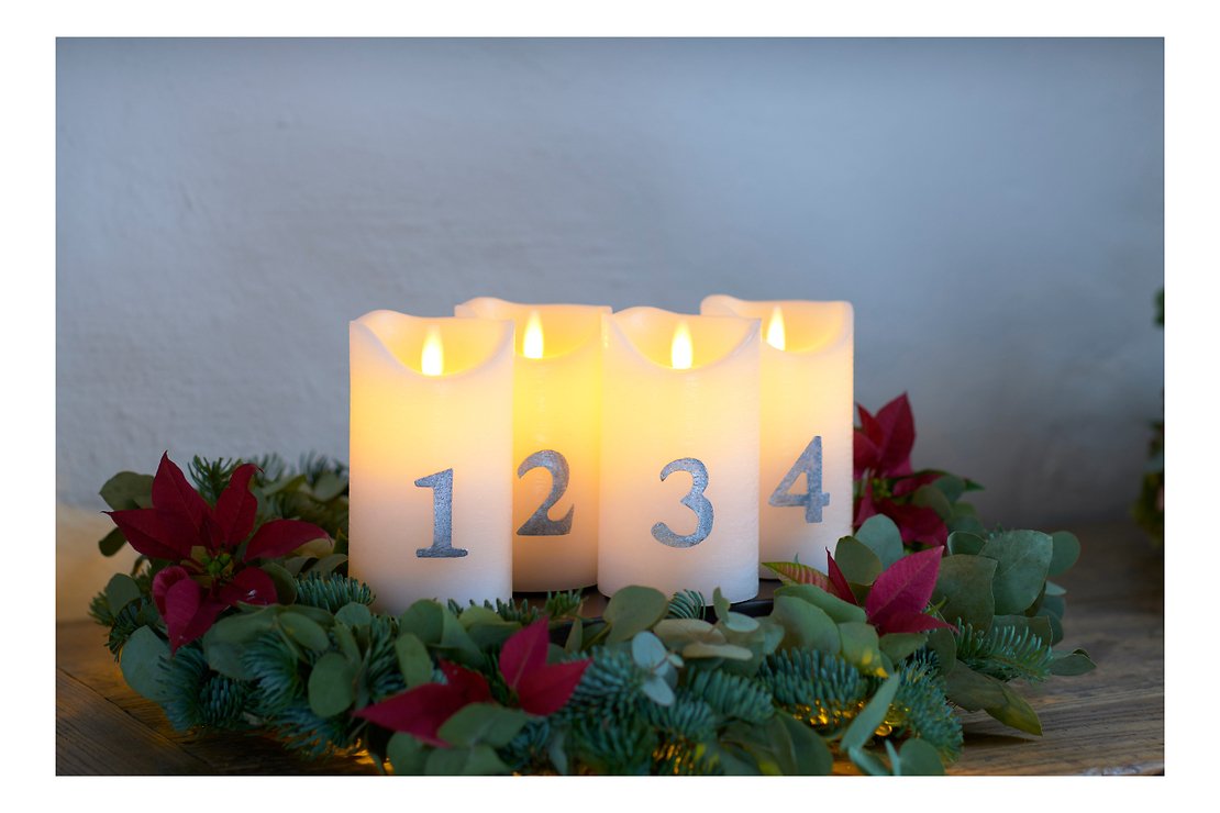 Sirius LED Kerzen Sara Advent 4er Set weiß silber - Thumbnail 2