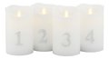 Sirius LED Candles Sara Advent Set of 4 Timer Remote Control White Silver - Thumbnail 1