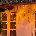 Sirius Top-Line Energy System luzes de fadas cristal de gelo conjunto inicial 100 LED branco quente para exterior 2,5 m preto - Thumbnail 1