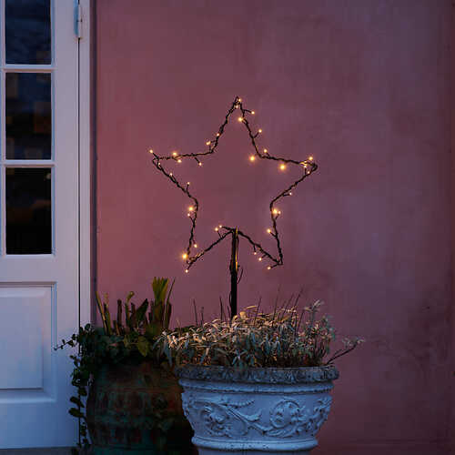Sistema Sirius Top-Line luz estrella jardín enchufe 40 LED blanco cálido 60 x 120cm negro