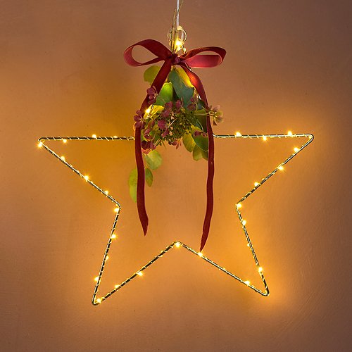 Sirius LED light star Liva Star small 30 cm battery operated metal gold