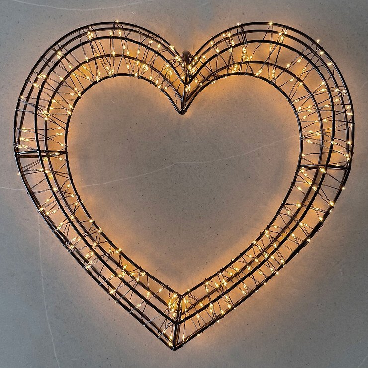 Sirius LED heart Viola 300 LED bianco caldo 36 cm metallo nero - Thumbnail 1