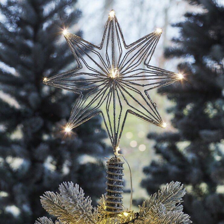 Sirius árbol de Navidad topper Chloe 10 LED blanco cálido pilas plata - Thumbnail 2