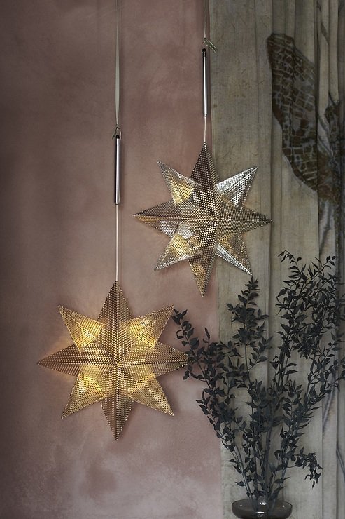 Sirius LED Light Star Lene Metal Star pequeña de 33 cm de oro que funciona con pilas - Thumbnail 3