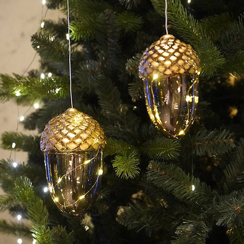 Pendente a luce Sirius Celina Agern ghianda in vetro 5 LED 13cm marrone dorato 