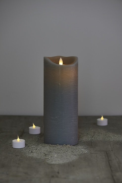 Sirius candela a LED Sara 10 x 25cm Timer rustico cenere - Pic 1