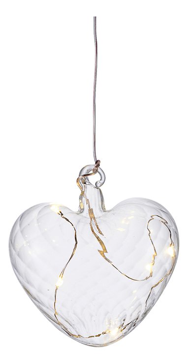 Sirius LED Leuchtherz Wave Heart 8 cm Batterie 5 LED Glas klar - Thumbnail 2