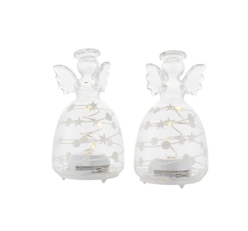 Sirius LED Angel Sweet Christmas Angel Jeu de 2 piles 9cm verre clair - Thumbnail 2