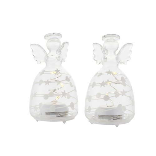 Sirius LED Angel Sweet Christmas Angel Set of 2 battery operated 9cm clear glass