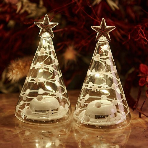 Sirius LED Glass Trees Sweet Christmas Tree Set of 2 battery operated 11,5cm clear