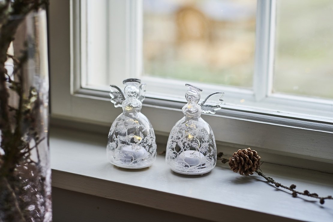 Sirius LED Glasengel Cozy Angels 2er Set 9cm batteriebetrieben klar - Thumbnail 1