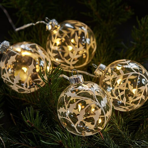 Sirius LED light balls Eva Christmas 4 x 3 LED battery operated 6cm clear/silver