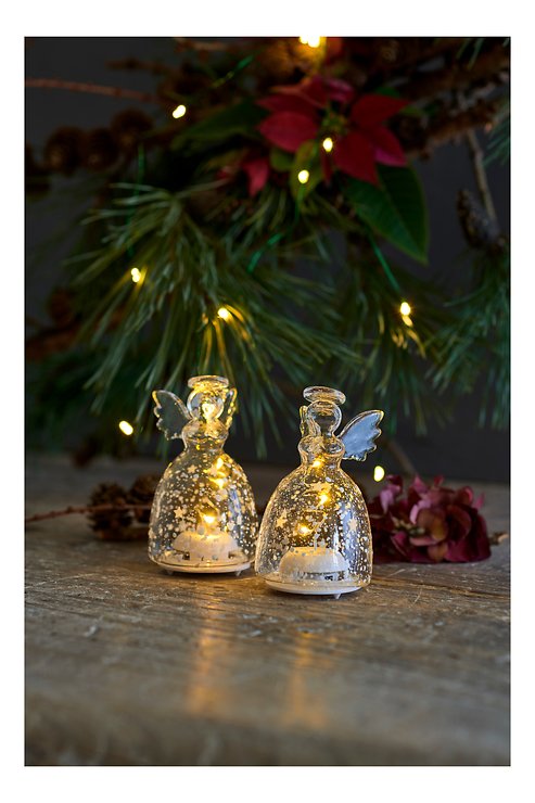 Sirius LED Glasengel Romantic Angels 2er Set 9cm batteriebetrieben klar - Thumbnail 3
