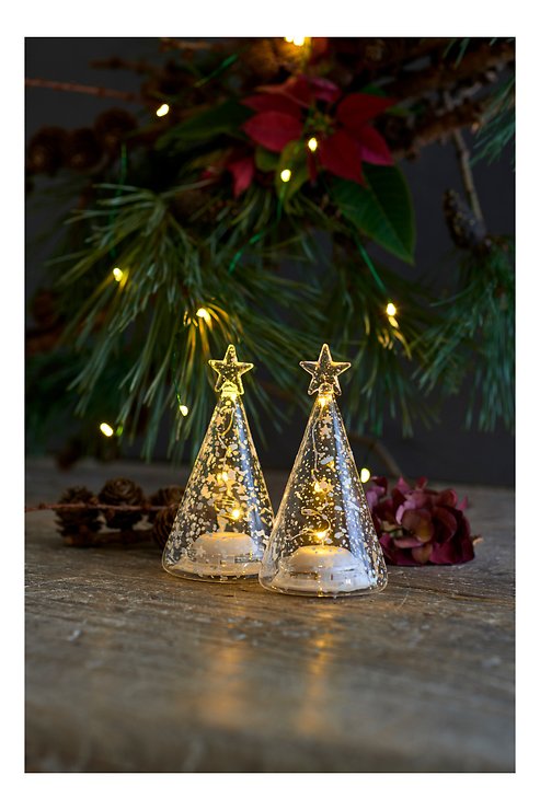 Sirius LED Glasbäume Romantic Tree 2er Set 11,5cm batteriebetrieben klar - Thumbnail 4