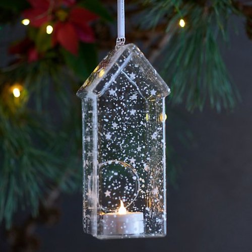 Sirius LED Lantern Romantic House Set of 2 18cm 1 LED glass clear