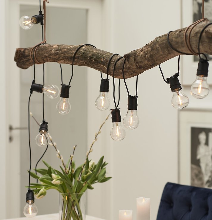 Sirius szklane lampiony Tobias zestaw startowy 10 LED przezroczysty 4,5 m czarny na zewnątrz - Thumbnail 1