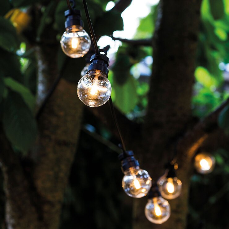 Sirius LED-Biergartenlichterkette Lucas Starter-Set 10 LED klar außen 3 m schwarz - Thumbnail 1