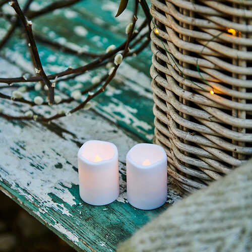 Sirius LED Candle Storm Mini Set of 2 Outdoor 5 x 6.5 cm plastic white