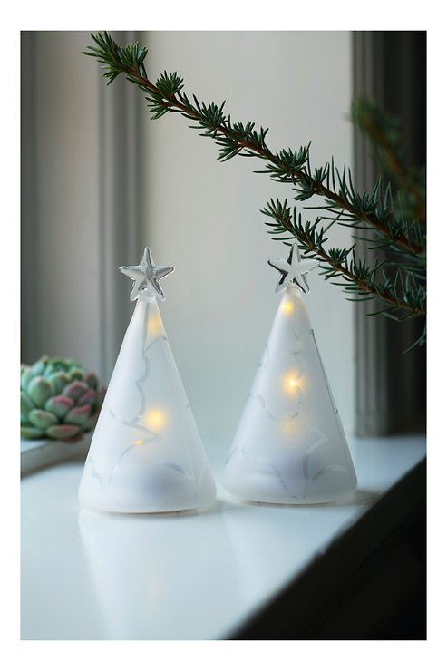 Sirius LED Glasbäume Frozen Tree 2er Set batteriebetrieben 11,5cm weiß - Thumbnail 1