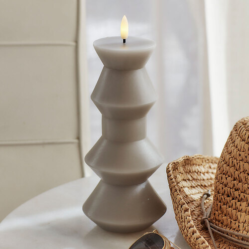 Sirius Sille Geometry LED Kerze 20,5 cm Warmgrau 