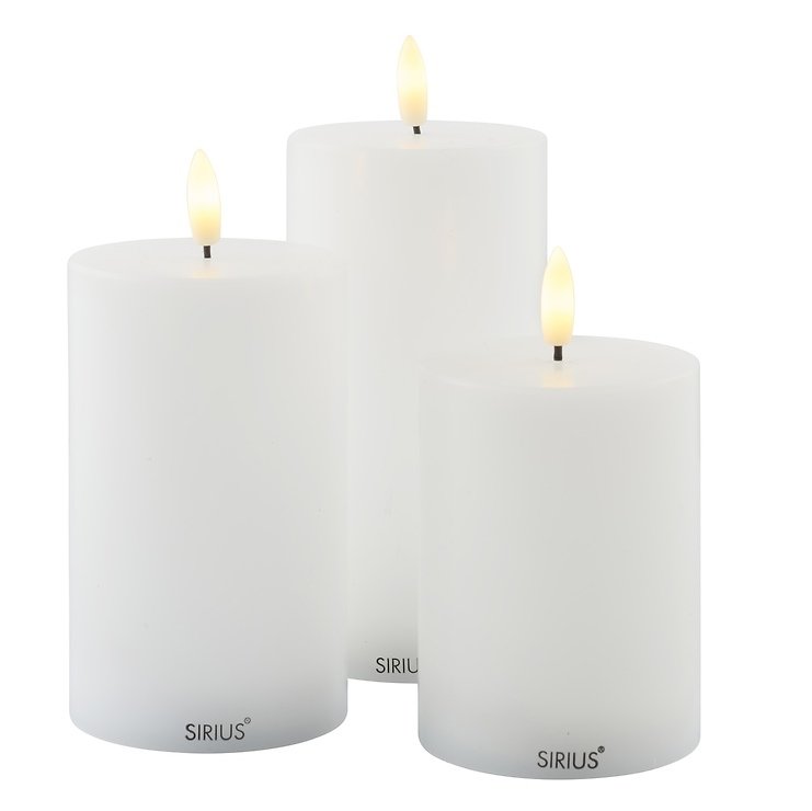 Bougies LED Sirius Sille Set de 3 bougies rechargeables 7,5 cm blanc - Thumbnail 1